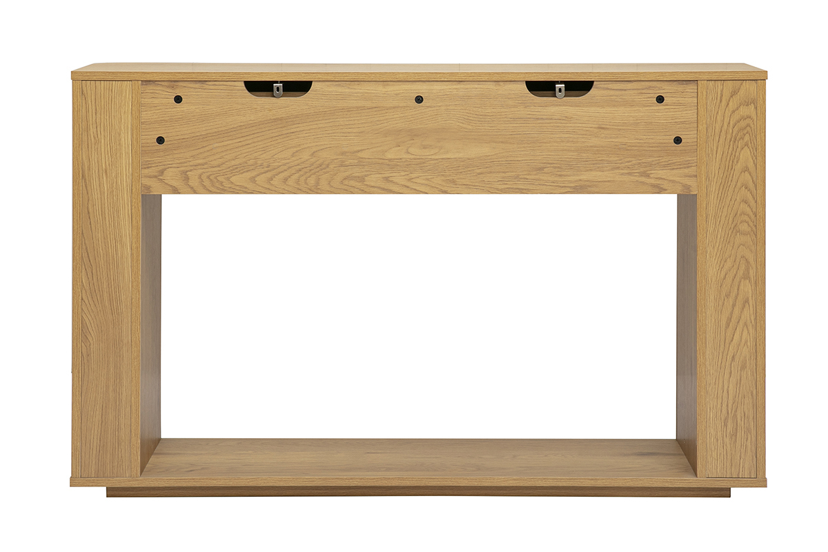 Console finition bois clair ch�ne 2 tiroirs L120 cm NEGAN