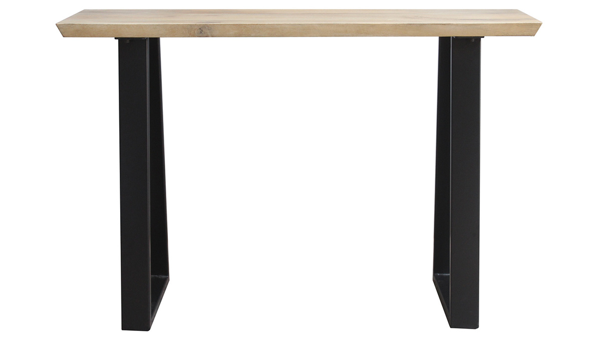 Console industrielle en bois clair manguier massif et mtal noir L120 cm VIJAY