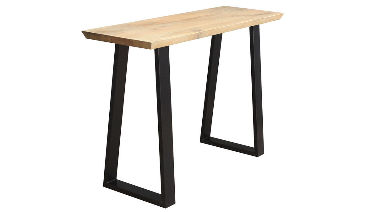 Console industrielle en bois clair manguier massif et mtal noir L120 cm VIJAY