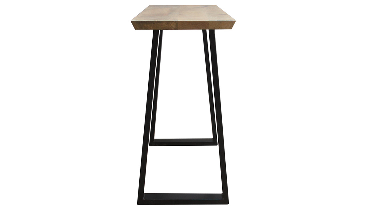 Console industrielle en bois clair manguier massif et mtal noir L120 cm VIJAY