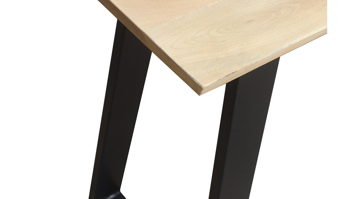 Console industrielle en bois clair manguier massif et mtal noir L120 cm VIJAY