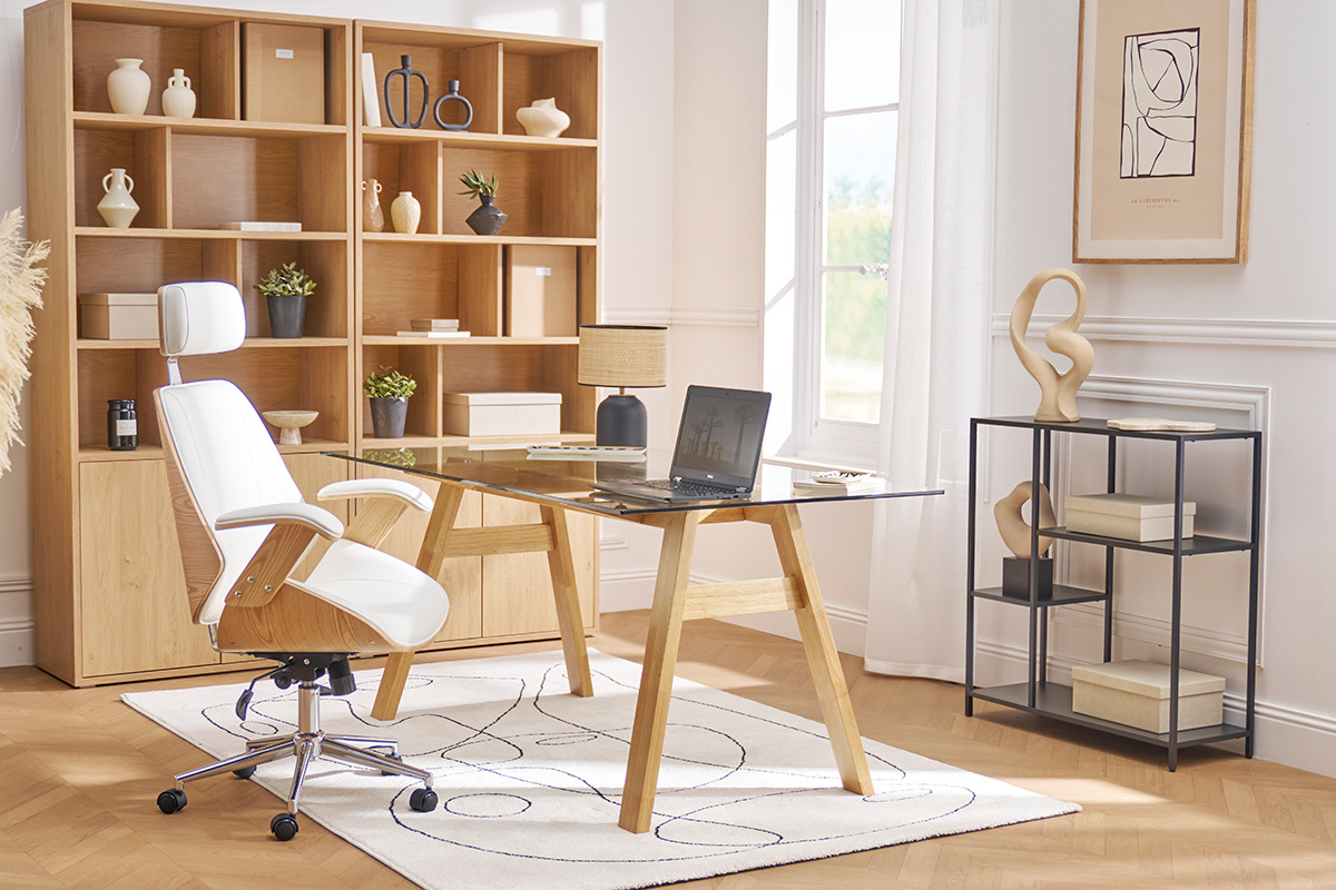 Console ouverte design en mtal noir L80 cm PODIUM
