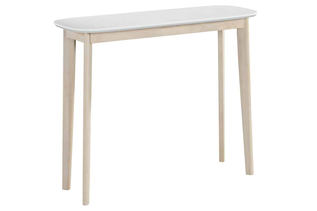 Console scandinave blanc et bois clair LEENA