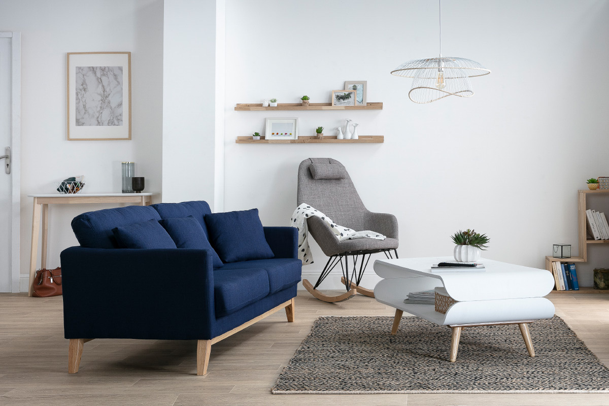 Console scandinave blanc et bois clair LEENA