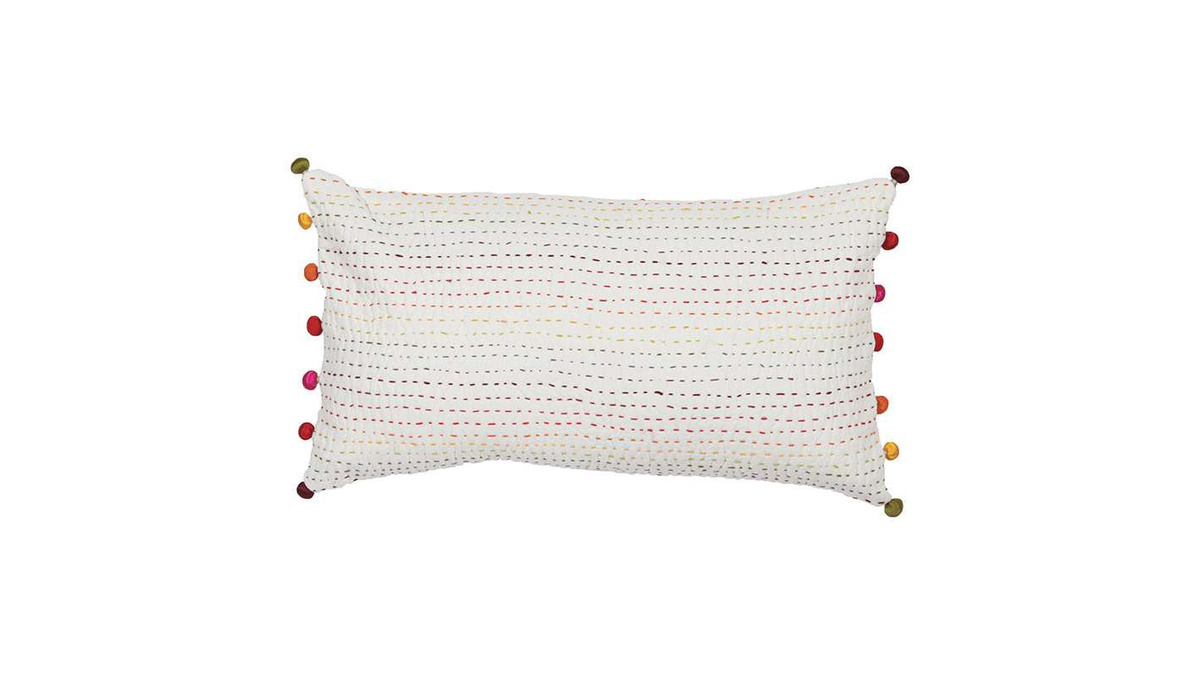 Coussin en coton avec pompons multicolores 30 x 50 cm FILEA