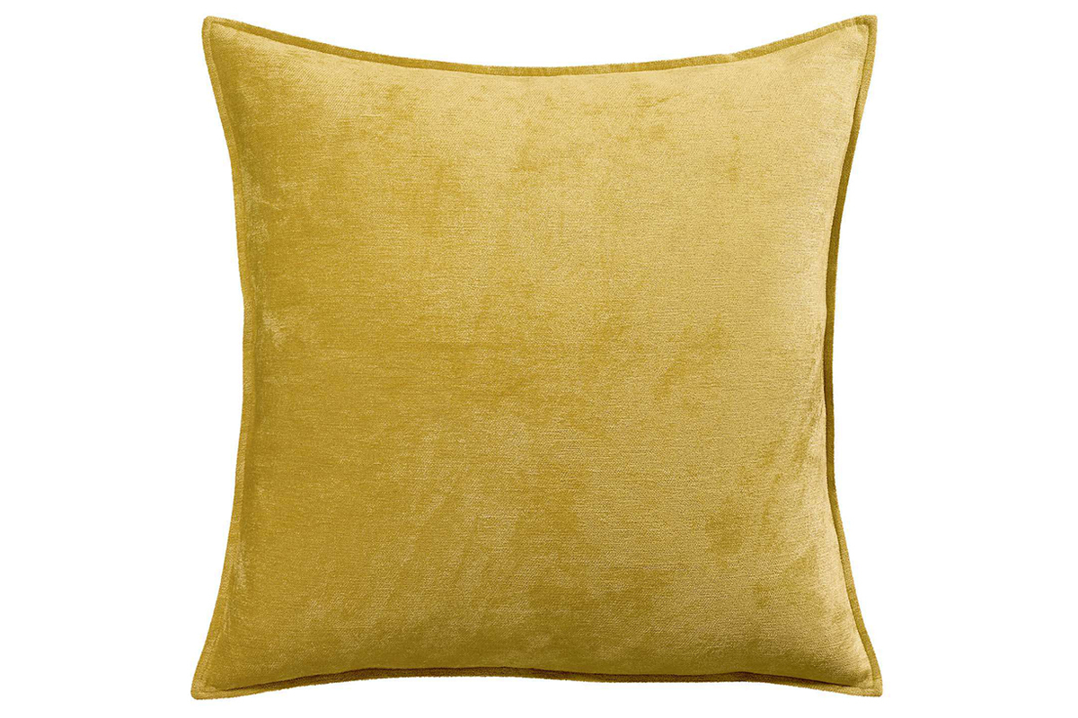 Coussin en velours jaune curry 45 x 45 cm ALOU