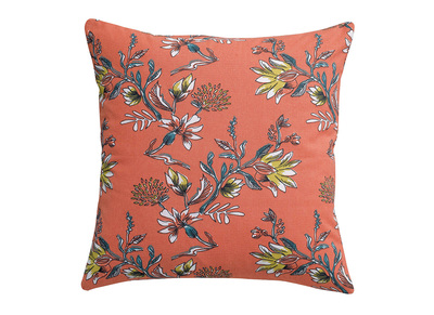 Coussin imprim&eacute; fleurs couleur corail 60 x 60 cm GILIA