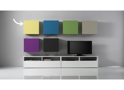 El&eacute;ment mural COLORED Carr&eacute; Laqu&eacute; Jaune