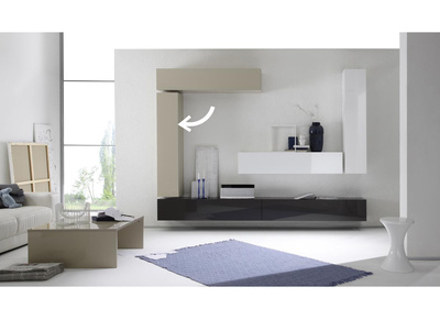 El&eacute;ment mural TV COLORED horizontal ou vertical Laqu&eacute; Ecru