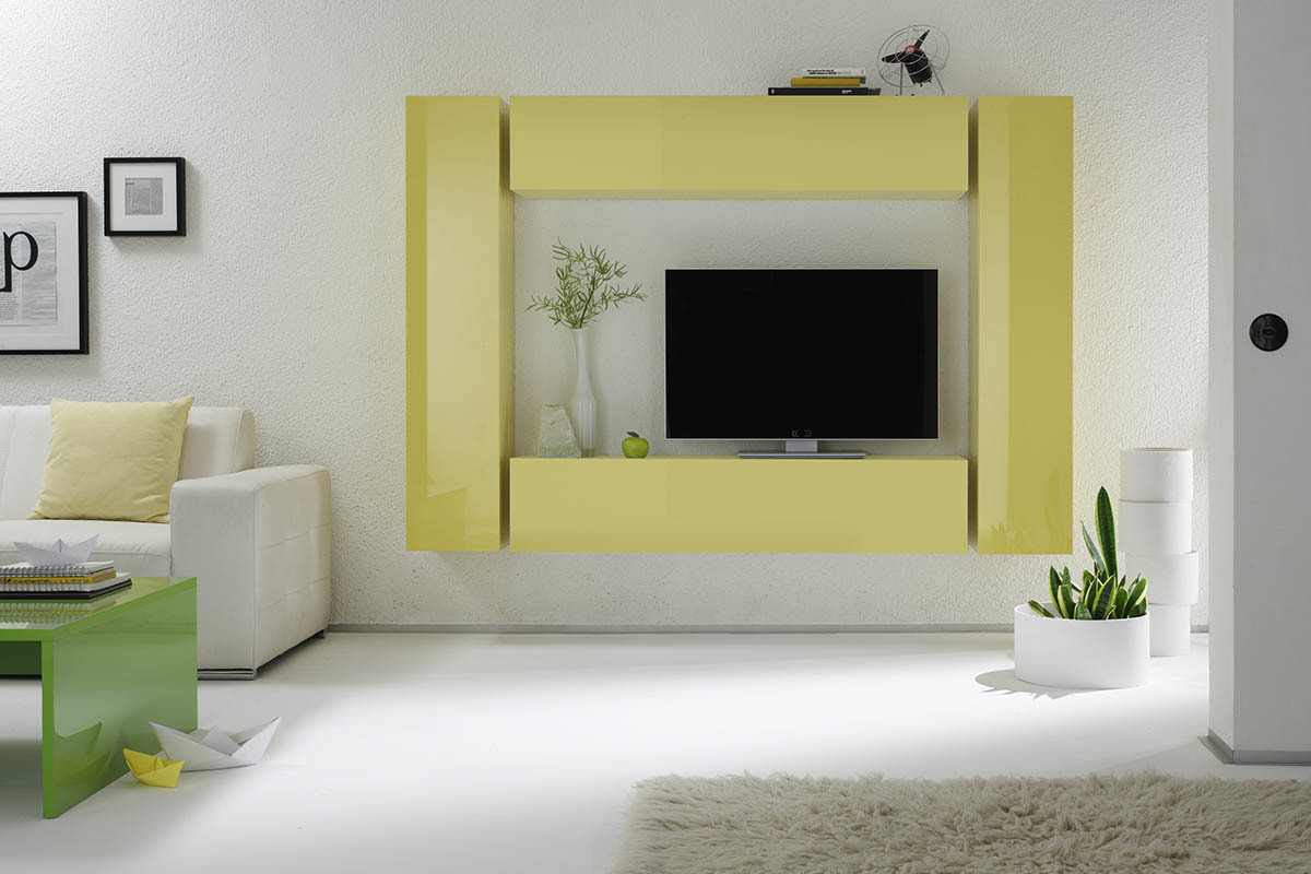 El�ment mural TV COLORED horizontal ou vertical Laqu� Jaune