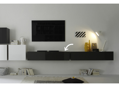 &Eacute;l&eacute;ment mural TV design laqu&eacute; gris anthracite horizontal COLORED V2