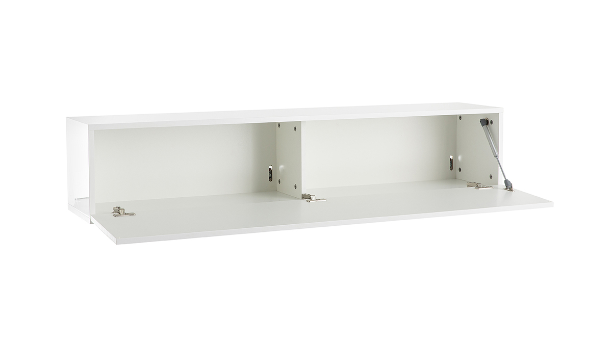 lment mural TV horizontal blanc laqu brillant L138 cm ETERNEL