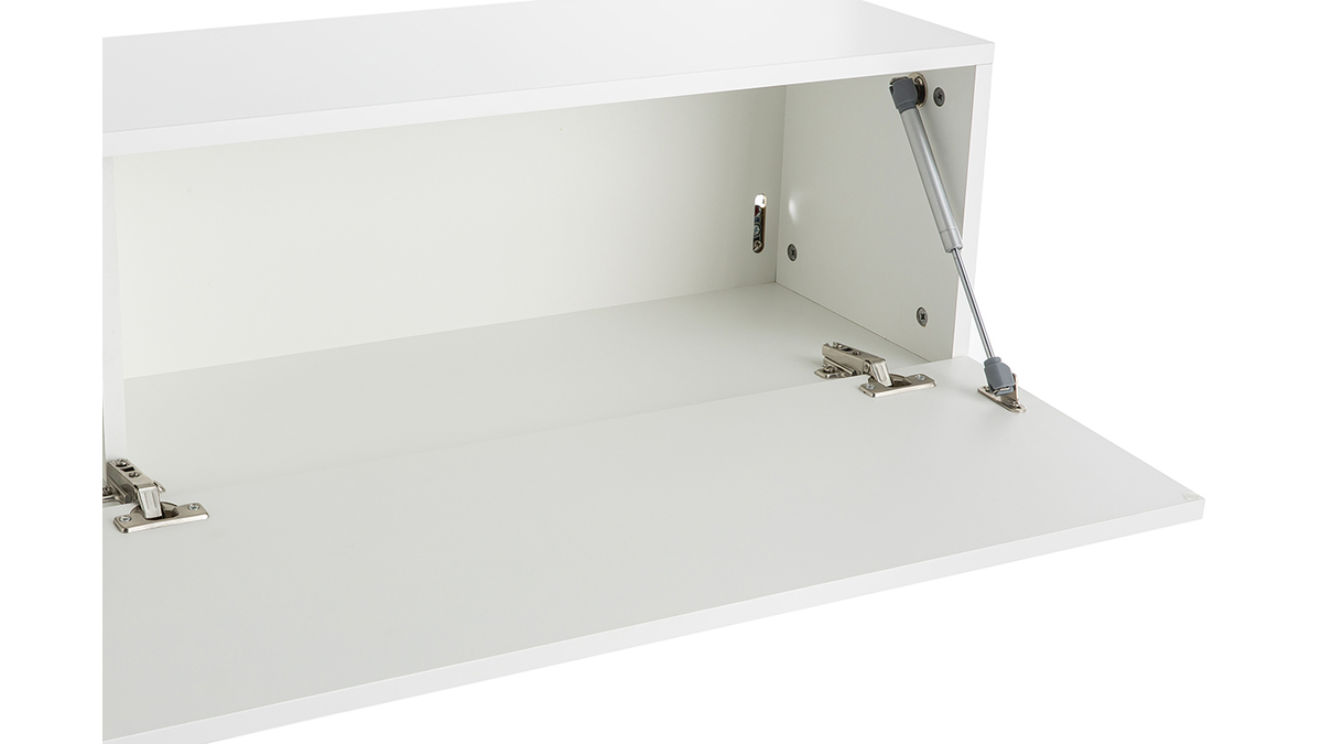 lment mural TV horizontal blanc laqu brillant L138 cm ETERNEL