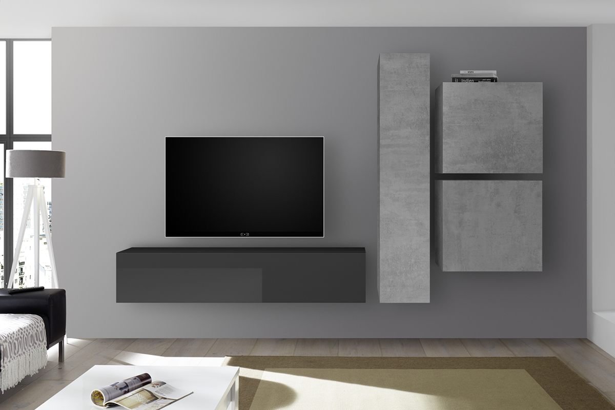 lment mural TV vertical finition bton ETERNEL