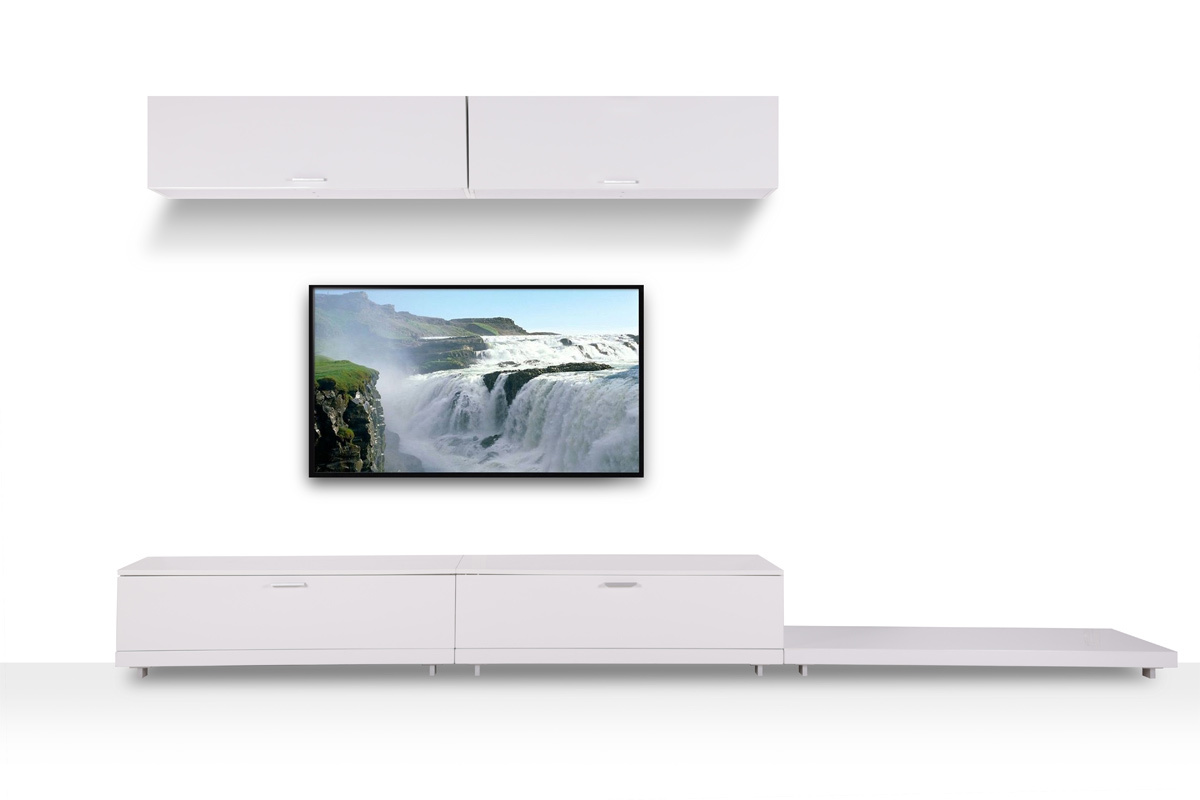 Ensemble mural TV design blanc brillant ODEON