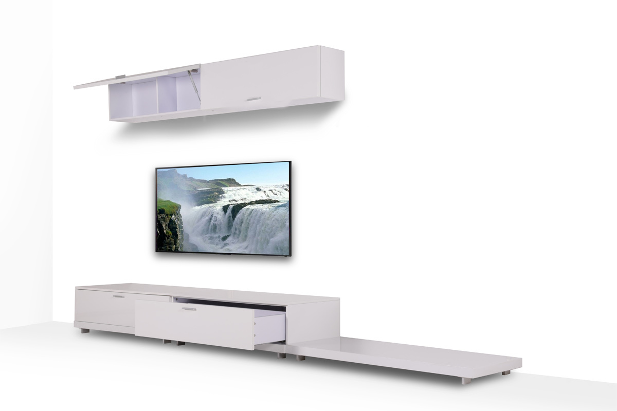 Ensemble mural TV design blanc brillant ODEON