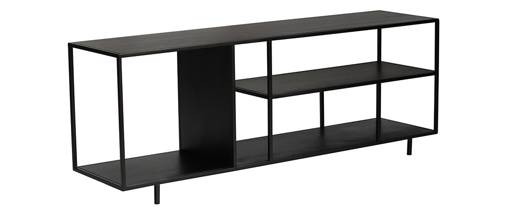 �tag�re basse meuble TV design en m�tal noir L160 cm KARL