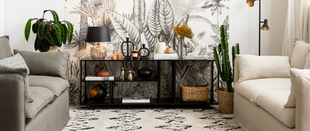 �tag�re basse meuble TV design en m�tal noir L160 cm KARL