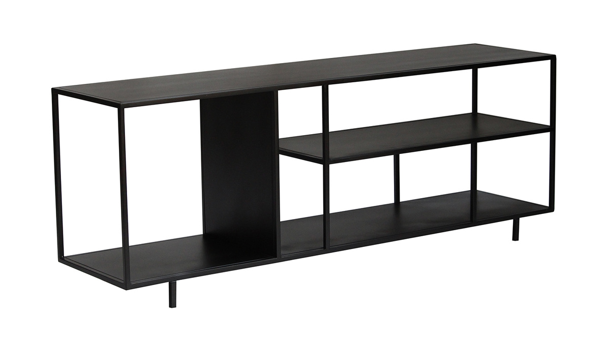 tagre basse ouverte meuble TV design en mtal noir L160 cm KARL