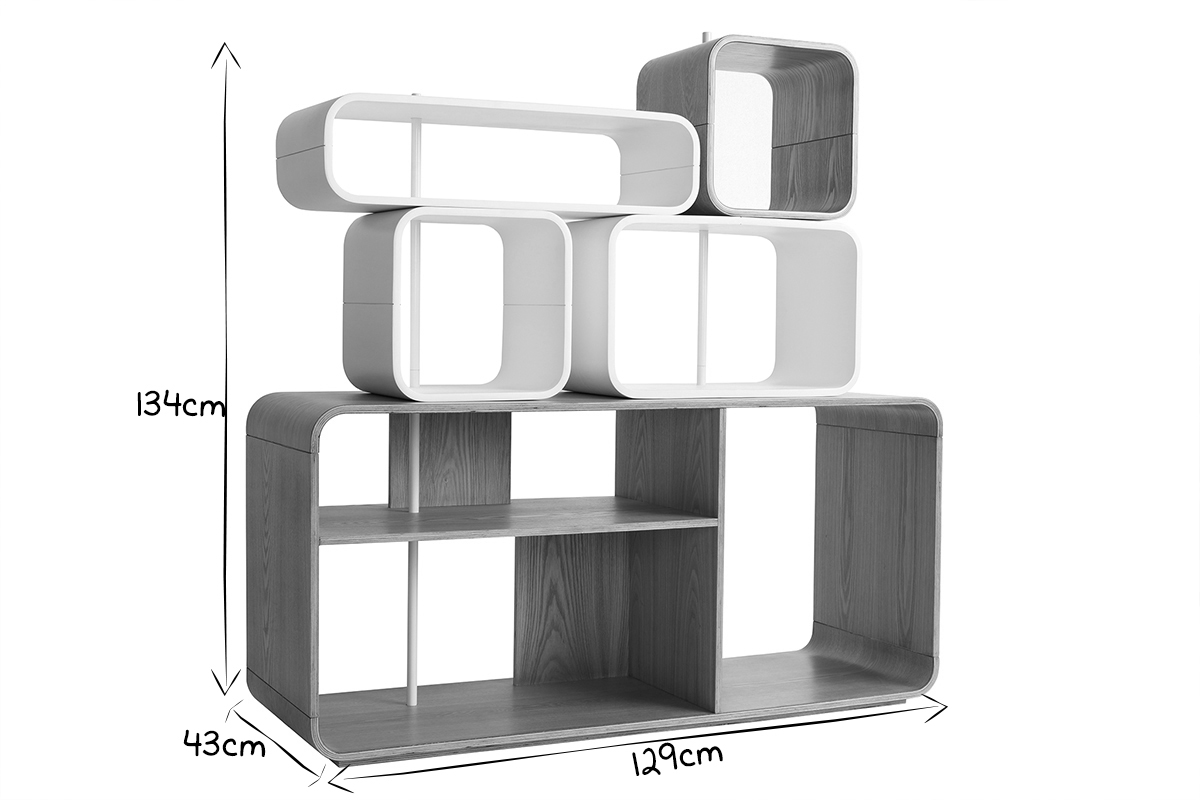 �tag�re modulable bois clair et blanc L129 cm BRICK