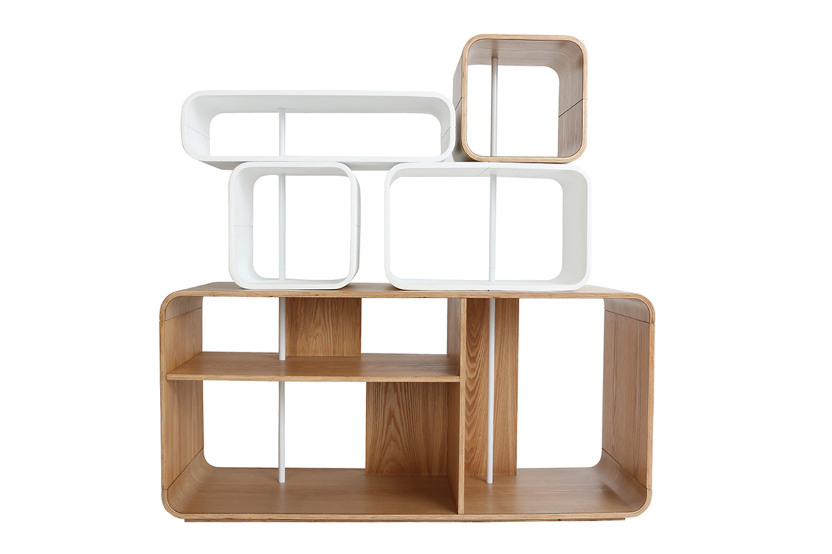 �tag�re modulable bois clair et blanc L129 cm BRICK