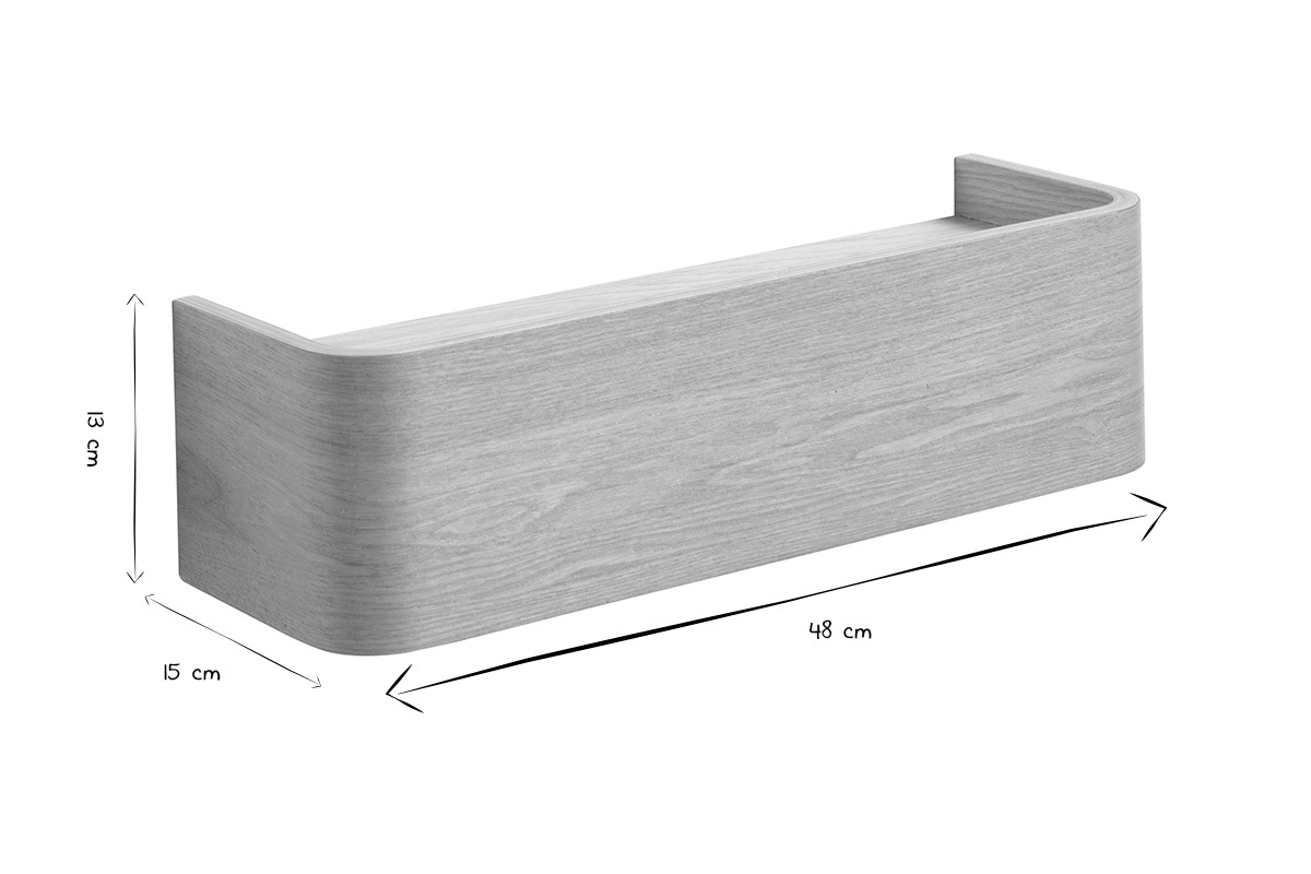 Etag�re murale bois clair fr�ne L48 cm HOPE