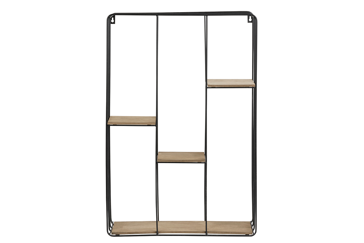 Etag�re murale design m�tal noir et bois SLICE
