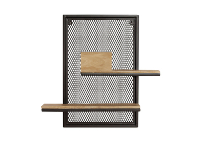Etagère murale double en bois manguier massif et métal noir L40 cm RACK