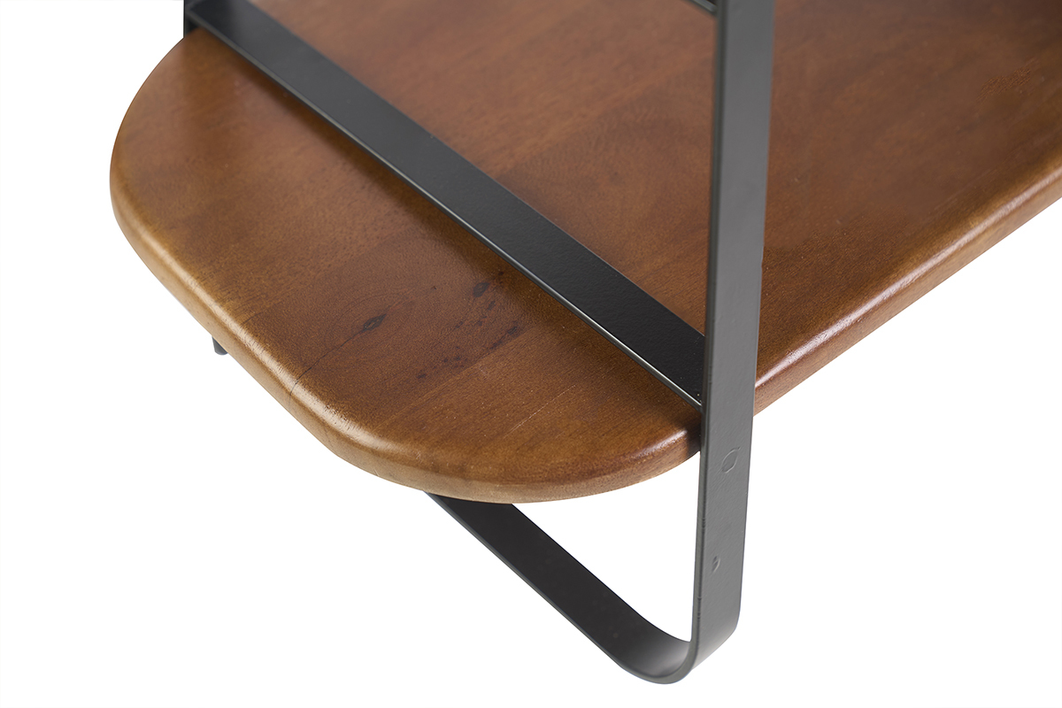 �tag�re murale en bois manguier massif teint� et m�tal noir L122 cm AKINA