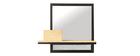Etag&egrave;re murale industrielle avec miroir en m&eacute;tal et manguier massif L50 cm RACK