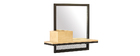 Etag&egrave;re murale industrielle avec miroir en m&eacute;tal et manguier massif L50 cm RACK