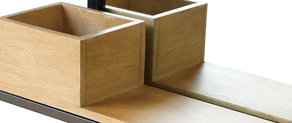 Etag�re murale industrielle avec miroir en m�tal et manguier massif L50 cm RACK