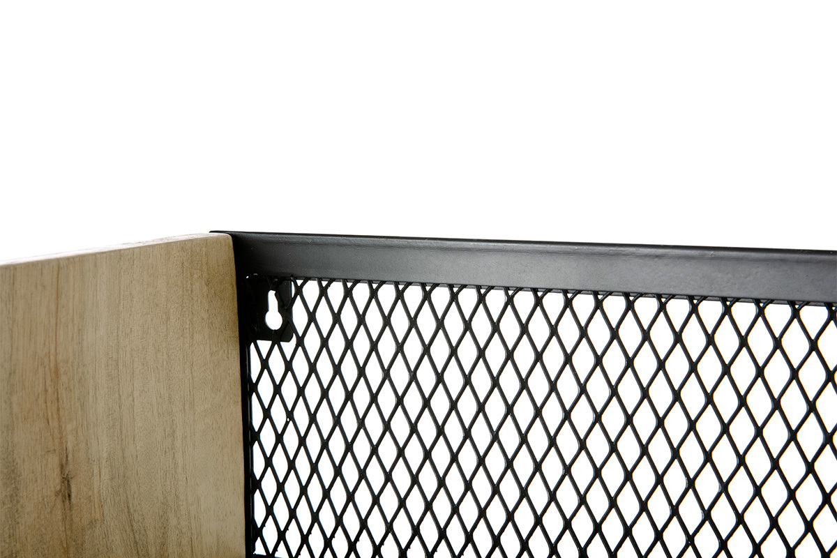 �tag�re murale industrielle en bois manguier massif et m�tal noir L60 cm RACK