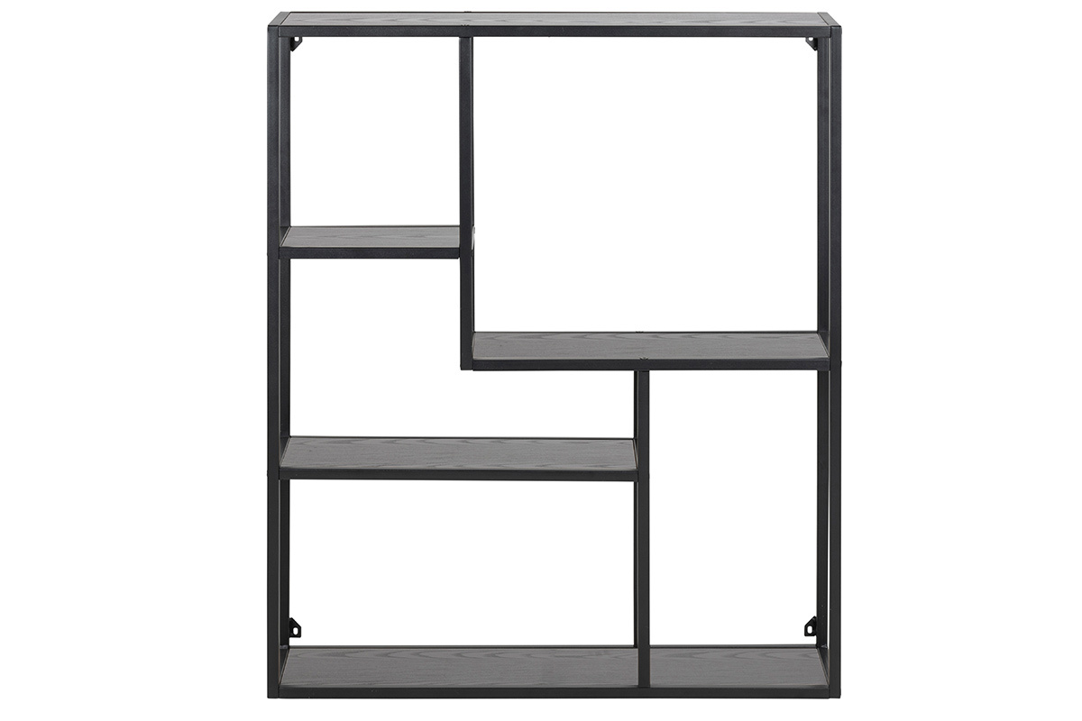 tagre murale industrielle mtal et bois noirs L75 cm TRESCA