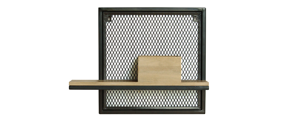 �tag�re murale industrielle m�tal et manguier massif L50 cm RACK
