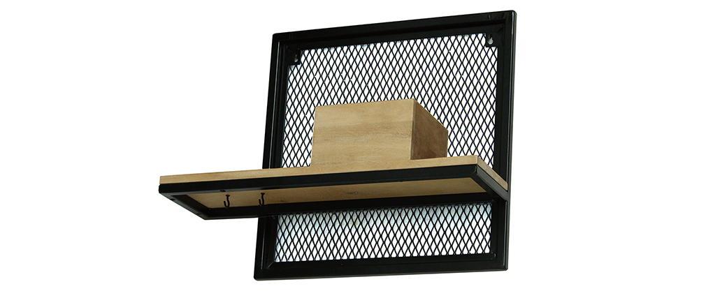 �tag�re murale industrielle m�tal et manguier massif L50 cm RACK