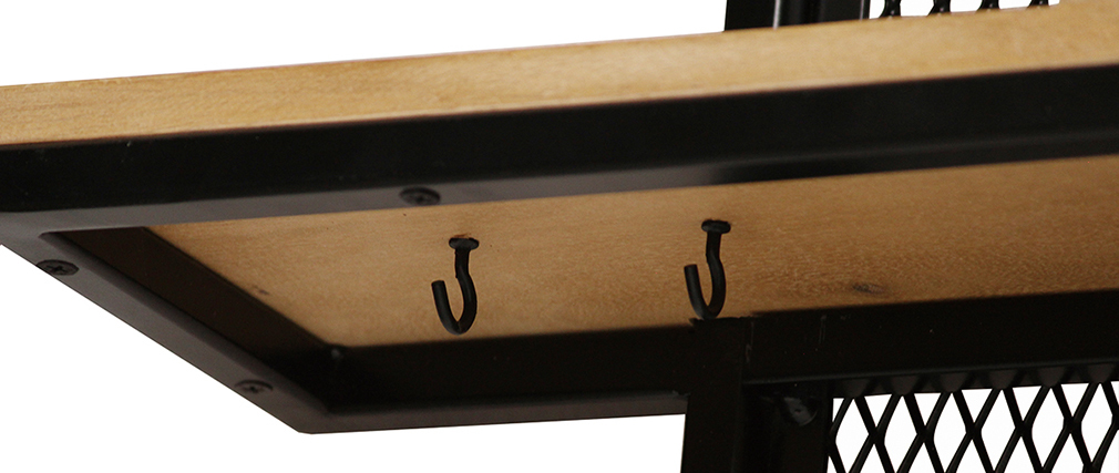 �tag�re murale industrielle m�tal et manguier massif L50 cm RACK