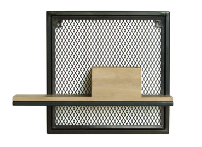 &Eacute;tag&egrave;re murale industrielle m&eacute;tal et manguier massif L50 cm RACK