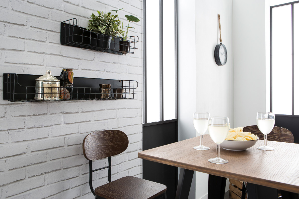 �tag�re murale m�tal noir 80 cm MANUFACTURE