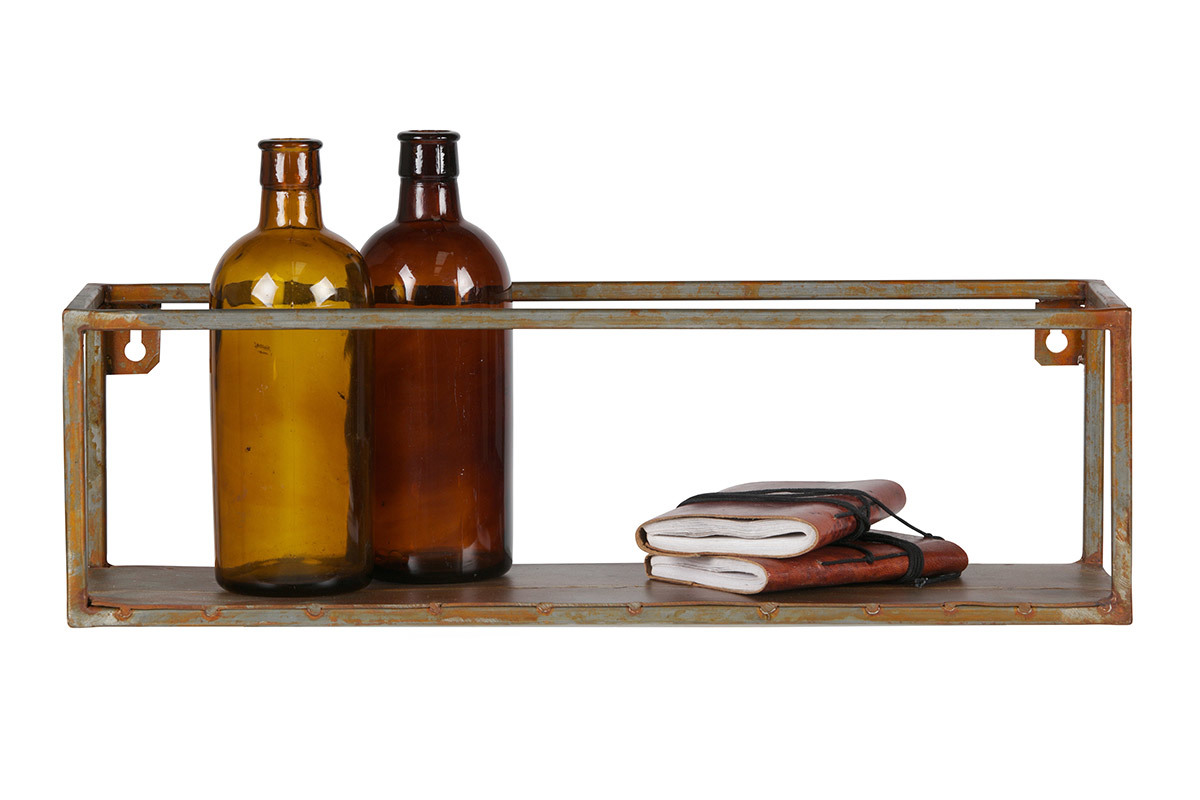 Etag�re murale m�tal rouill� 50cm MOHO