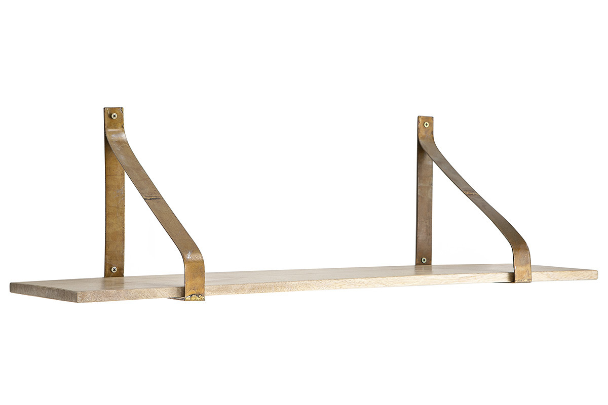 Etag�re murale m�tal rouille et bois 80 cm MODO