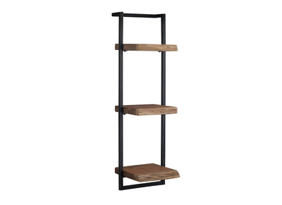 &Eacute;tag&egrave;re murale verticale en acacia massif et m&eacute;tal noir ERNEST