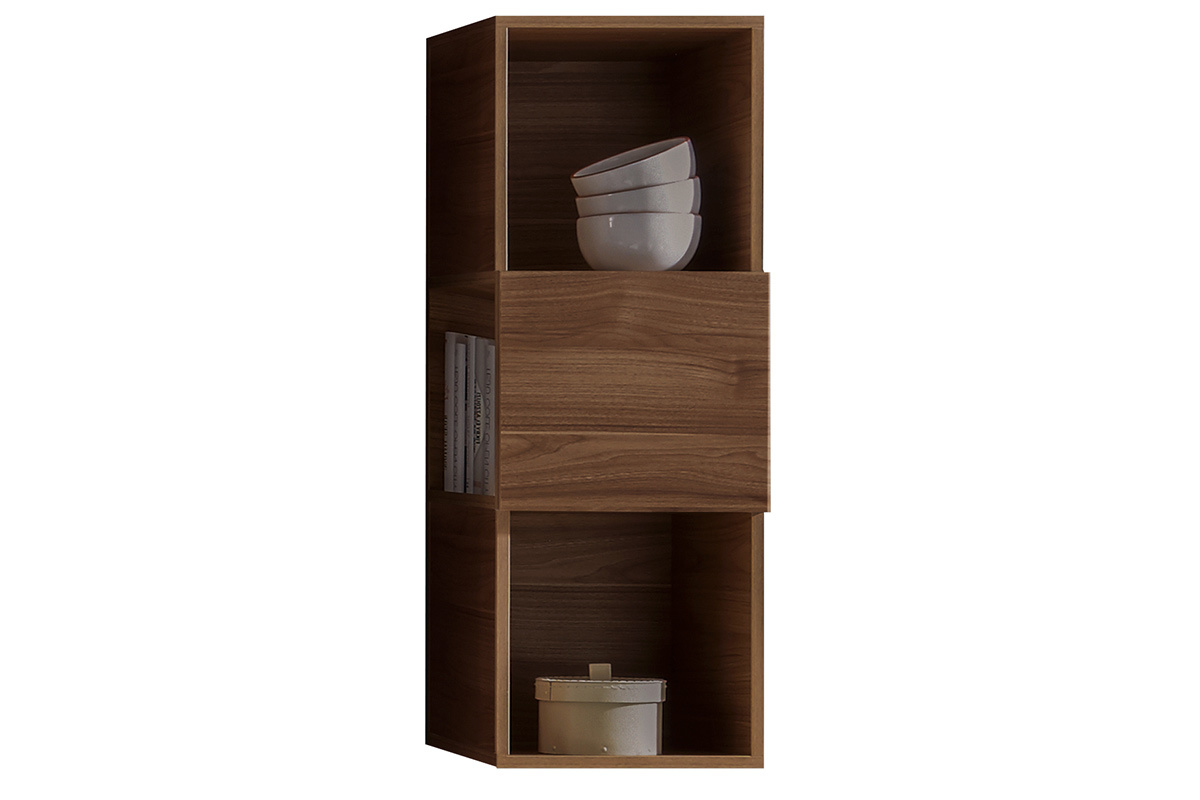 Etagre murale verticale finition bois noyer 3 rangements L33 cm ETERNEL