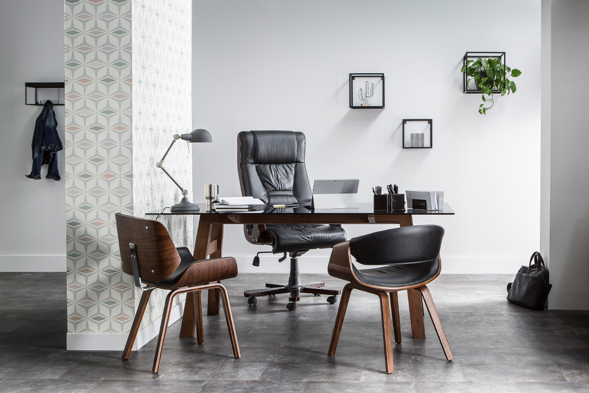 �tag�res murales carr�es industrielle m�tal noir (lot de 3) KARL