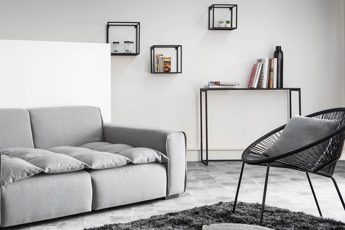 �tag�res murales carr�es industrielle m�tal noir (lot de 3) KARL