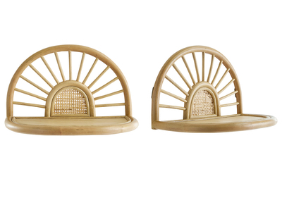 Étagères murales en rotin naturel et cannage L40 cm (lot de 2) BOW