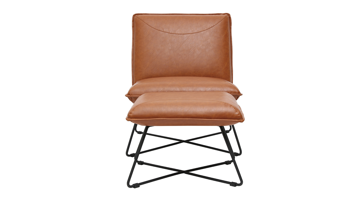 Fauteuil avec repose pied vintage marron PHILO