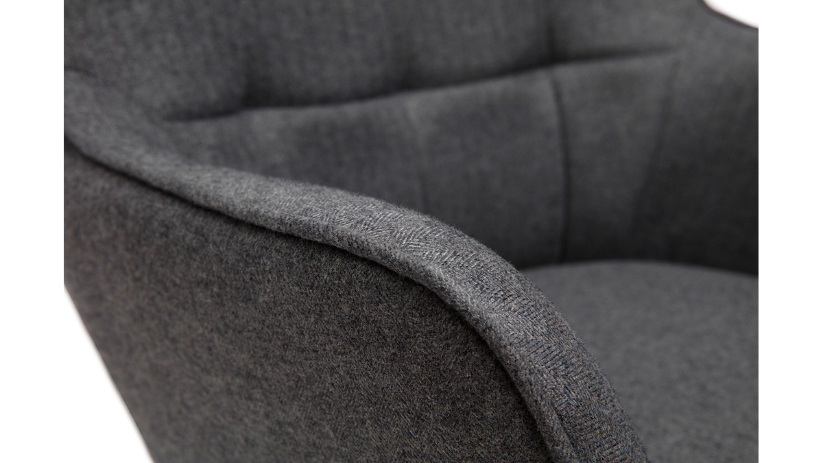 Fauteuil avec repose-pieds en tissu gris fonc MOOD