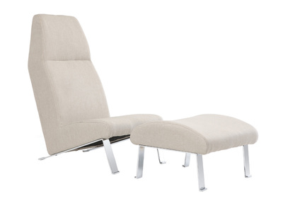 Fauteuil bas avec repose pieds beige WARHLY