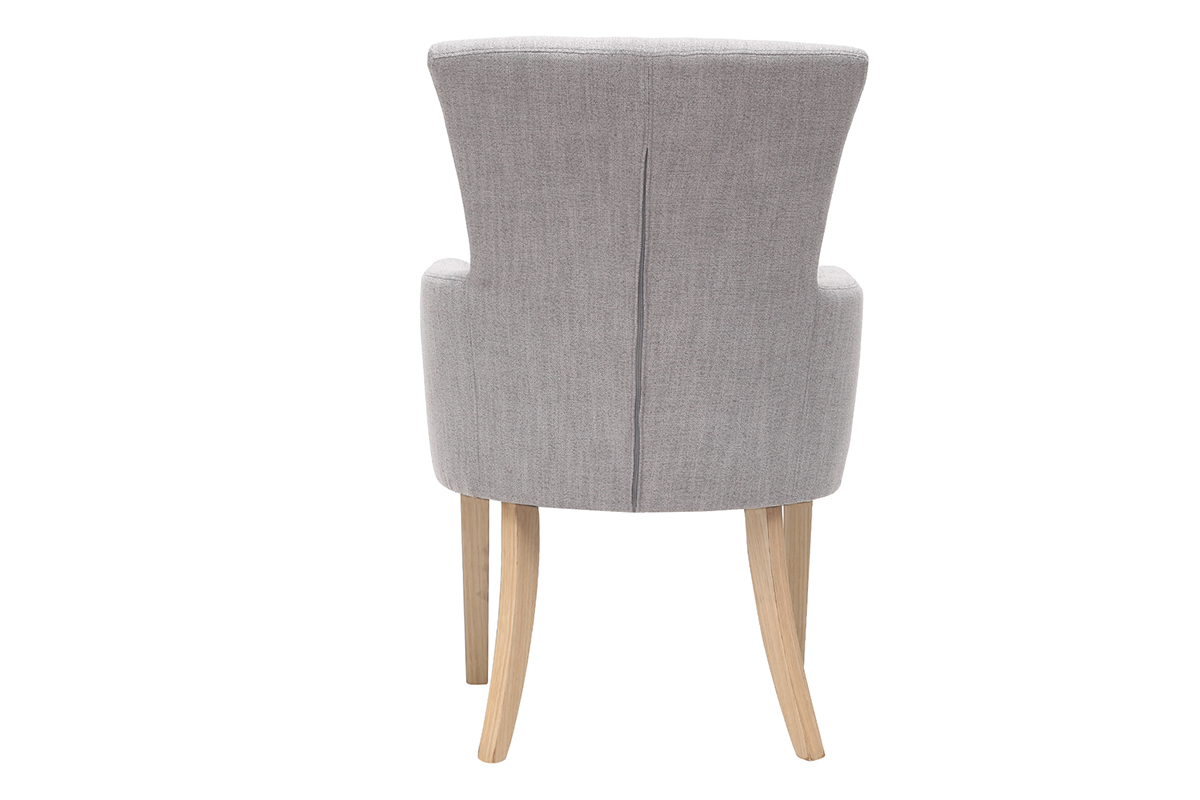Fauteuil classique en tissu gris clair et bois clair massif LAZARRE